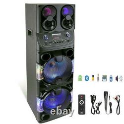 4500watte Dual 10'' PA Bluetooth Loudspeaker Karaoke DJ FM AUX USB with Mic+Remote