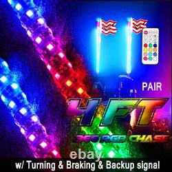 4ft Spiral RGB LED Whip Lights Remote+ 6 Pods RGB Rock Light Wireless Bluetooth