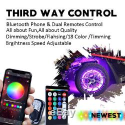 4pc Bluetooth 17 LED Wheel Ring Accent Lighting Glow Kit withWireless Remotes