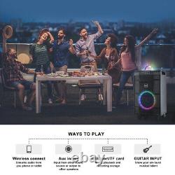 500W Bluetooth Karaoke Machine Wireless PA Speaker System 2 Wireless Mic Remote