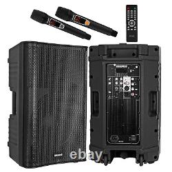 5Core 12 Inch PA System 1500W Powered Bluetooth Party Speaker +2Wireless UHF Mic