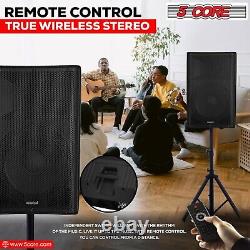 5Core 12 Inch PA System 1500W Powered Bluetooth Party Speaker +2Wireless UHF Mic