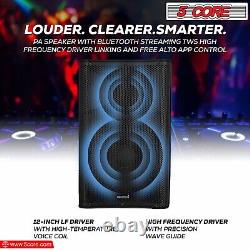 5Core 12 Inch PA System 1500W Powered Bluetooth Party Speaker +2Wireless UHF Mic