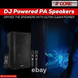 5Core 12 Inch PA System 1500W Powered Bluetooth Party Speaker +2Wireless UHF Mic