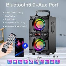 60W 80W Peak Portable Bluetooth Speaker with Double Subwoofer Heavy Bass Blue