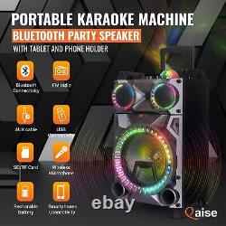 7000W Rechargeable Bluetooth karaoke speaker with disco lights and fm radio