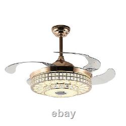 7-Color Ceiling Fan Light 42 Retractable WithRemote Bluetooth Music Speaker