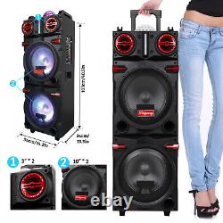 9000W Dual 10'' Bluetooth Speaker Subwoofer Heavy Bass Sound System Party with Mic