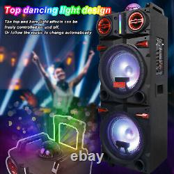 9000W Dual 10'' Bluetooth Speaker Subwoofer Heavy Bass Sound System Party with Mic