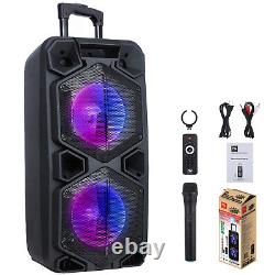 9000W Portable Bluetooth Speaker Dual 10 Subwoofer Heavy Bass Sound System +Mic