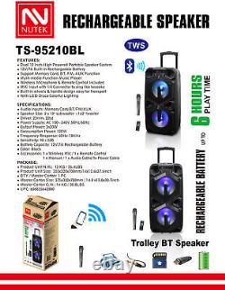 9000W Portable Bluetooth Speaker Sound System DJ Party PA Remote FM USB LED LOT