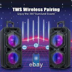 9000W Portable Subwoofer Bluetooth Speaker Heavy Bass Sound Party System With Mic