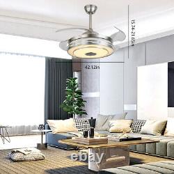 Acrylic Ceiling Fan Light 42 Wireless Bluetooth Remote Bedroom Chandelier LED