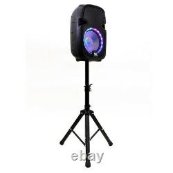 Active 10 DJ Karaoke Speaker System Bluetooth LED Wireless Mic Cables Remote
