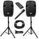 Active 15 Inch Pa Speaker System Bluetooth, Wireless Mics, Stands And Cables