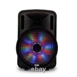 Battery Powered 15 In. Bluetooth Led Speaker And Wireless Mic Acoustic Audio