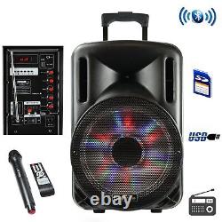 BeFree Sound 12 Inch 2500 Watt Bluetooth Portable Party PA Speaker With Illumin