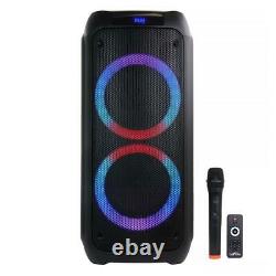 BeFree Sound Dual 8 Portable Party Speaker w Bluetooth Wireless Lights Remote