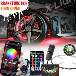 Bluetooth 15 RGB LED Wireless Wheel Rings Lights Color Changing /3 Ways Control