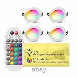Bluetooth LED Recessed Ceiling Downlight Lamp RGB+WW+CW Dimmable+Remote Control