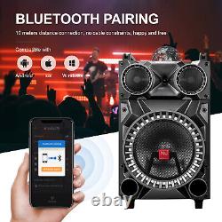 Bluetooth Portable Karaoke Machine PA System Speaker 12 Woofer DJ Light with Mic