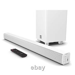 Bluetooth Sound Bar and Wireless Subwoofer for Home Theater Remote In Wall White