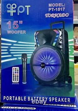 Bluetooth Speaker 15+1wireless Microphone Remote Fm Radio Usb Aux Rechargeable