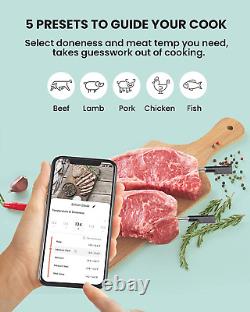 COMFEE' Wireless Meat Thermometer, 98Ft Bluetooth Remote Range, Real Time Monito