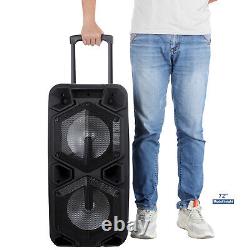 Dual 10Bluetooth Speaker Portable Rechargeable System DJ Karaoke TS-95210BL