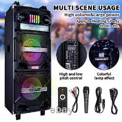 Dual 10 HIFI DISCO Bluetooth Speaker Wireless Portable withMic Ambient Lights NEW