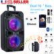 Dual 10'' Portable Fm Bluetooth Led Party Speaker Heavy Bass Stereo Withmic Remote