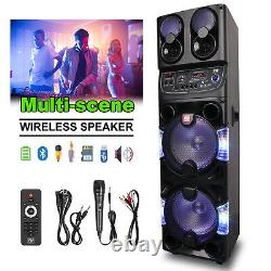 Dual 10 Portable Rechargeable Bluetooth PA Speaker with Mic & Remote & FM Antenna