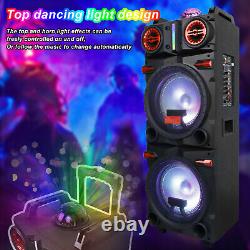 Dual 10 Subwoofer Bluetooth Speaker 9000W Rechargable withLED DJ FM Party Karaok