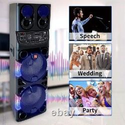 Dual 10 Woofer 4000W Bluetooth Speaker Rechargable For Party FM Karaok DJ AUX
