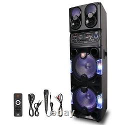 Dual 10 Woofer 4000W Bluetooth Speaker Rechargable For Party FM Karaok DJ AUX