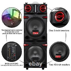 Dual 10 Woofer 9000W Bluetooth Speaker Rechargable For Party FM Karaok DJ AUX