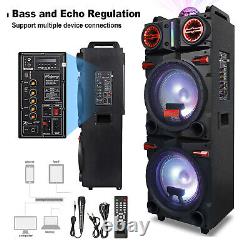Dual 10 Woofers Bluetooth Speaker Party Boombox with Microphone Remote Control