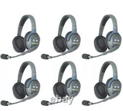Eartec HUB6D UltraLITE & HUB 6 Person Intercom System with 6 Double Headsets
