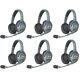 Eartec Hub6d Ultralite & Hub 6 Person Intercom System With 6 Double Headsets