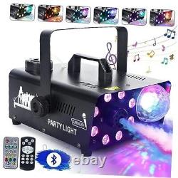 Fog Machine with 8 LED Lights and Disco Ball, Wireless Remote With Bluetooth