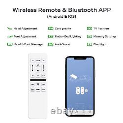 Full Bluetooth Adjustable Bed Frame Dual Massage Wireless Remote Underbedlight