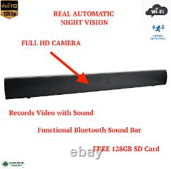 Full HD WIFI Wireless Night Vision Bluetooth Sound Bar Remote Spy Hidden Camera