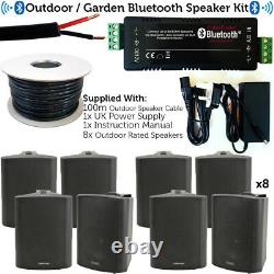 Garden Party/BBQ Outdoor Speaker KitWireless Mini Stereo Amp & 8 Black Speakers