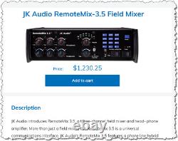 JK Audio RemoteMix 3.5 Bluetooth Broadcast Remote Mixer Cellphone Hybrid NEW