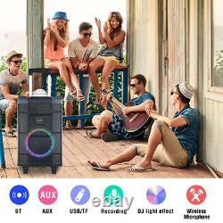 Karaoke Machine Speaker System 8LED with Bluetooth Wireless Mic Remote Control
