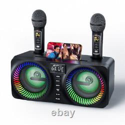 Karaoke Singing Machine Bluetooth Speaker +2 Wireless Microphone Remote Control