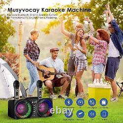 Karaoke Singing Machine Bluetooth Speaker +2 Wireless Microphone Remote Control