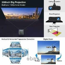 LED Wireless WIFI Projector Android Blue-tooth HD 1080P Backyard Home HDMI USB