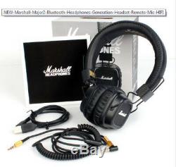 Marshall Major 2 II Bluetooth Headphones Generation Headset Remote MIC Black