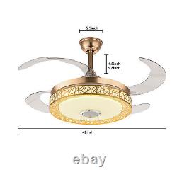 Modern 42 Ceiling Fan LED Light Chandelier + Remote Control /Wireless Bluetooth
